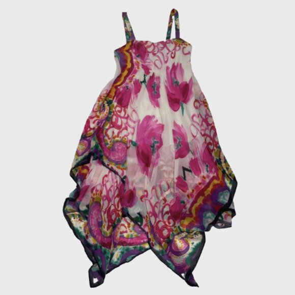 Suzi Chin Colorful Fairycore Dress Whimsical Asymmetrical 100% Silk Y2K - Picture 7 of 14